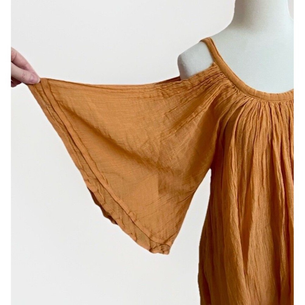 Talisman Australia Women’s Sz S Santiago Tumeric Gold Gauzy Dress Hippie Fairy - Picture 4 of 9